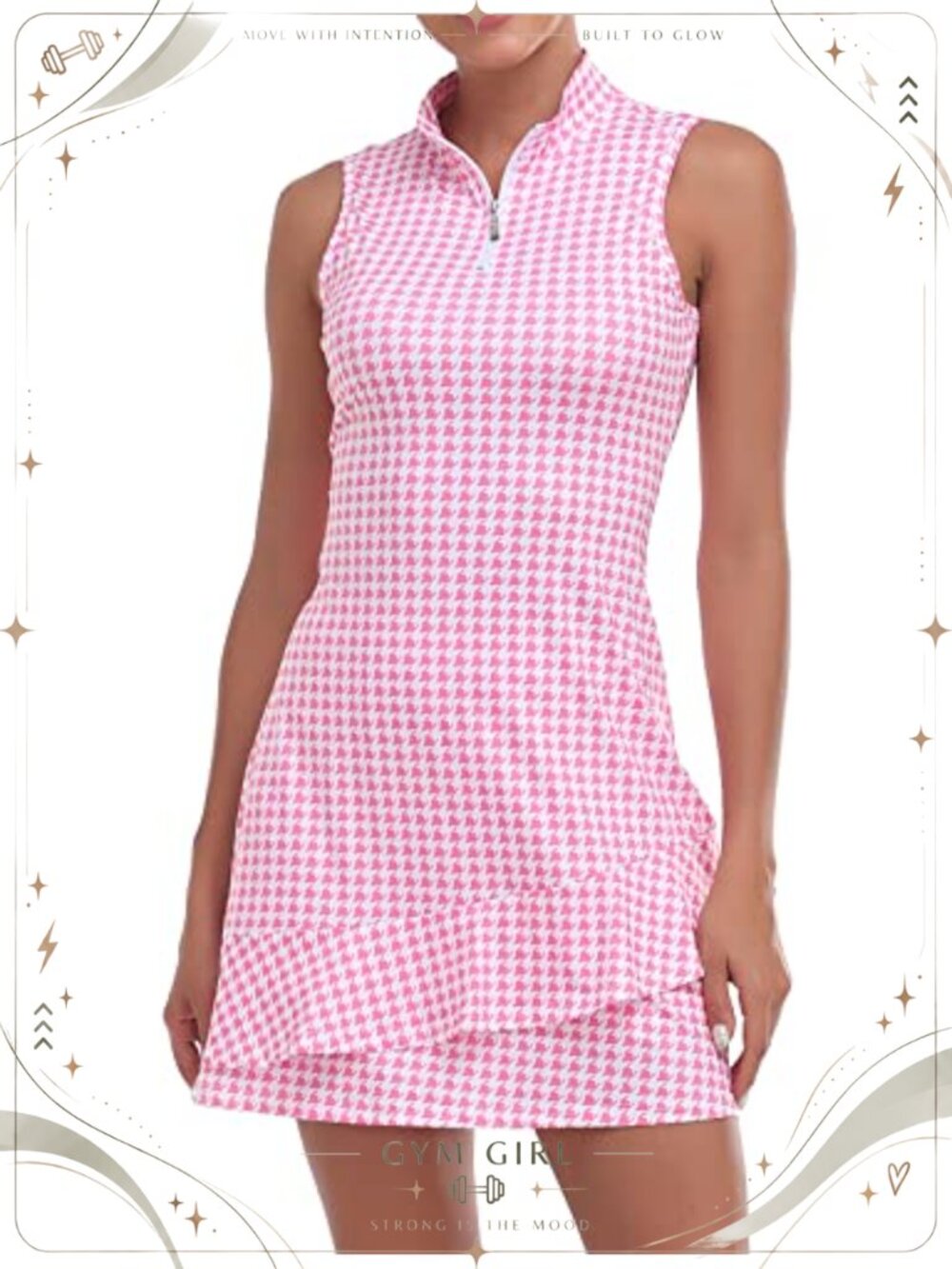 Sleeveless Tennis Golf Dress with Shorts and Pockets Ruffle Zip Up